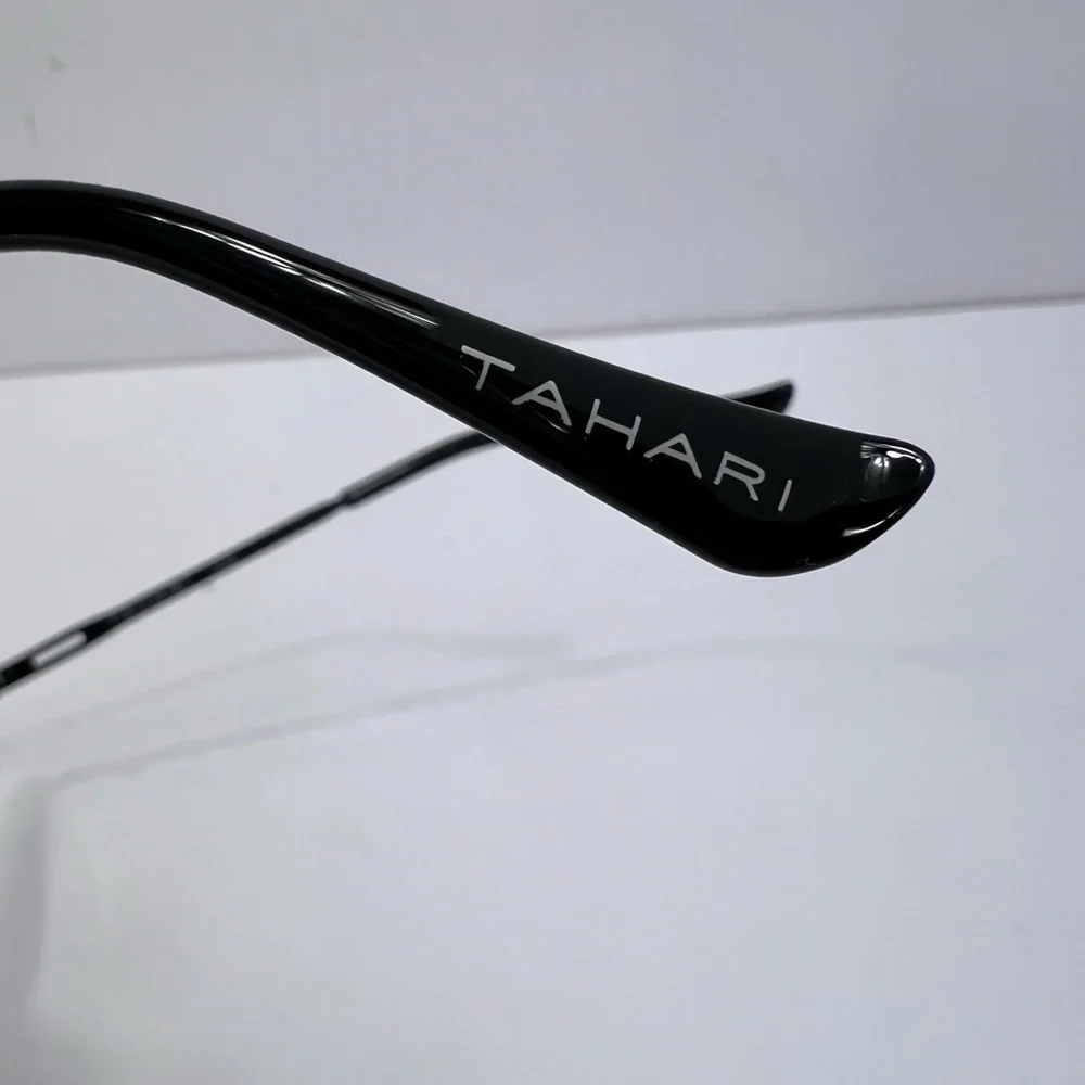 ⭐️TAHARI💯MENS MATT BLACK METAL SUNGLASSES, UNIQUE LENSES & FADING PURPLE COLOR